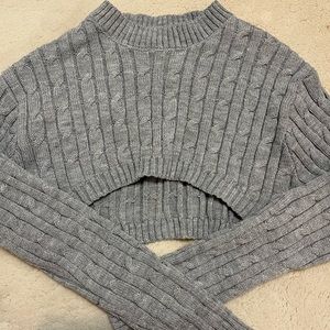 SHEIN Dazy Gray Cropped Knitted Sweater
